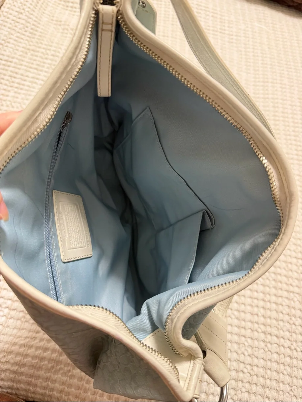 Vintage Coach Soho Hobo Bag Light Blue  Signature Monogram Y2K F10923